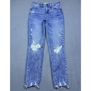 BKE Jeans Womens 24 (25x28) Mom Jean Distressed Straight Ankle Stretch Highrise